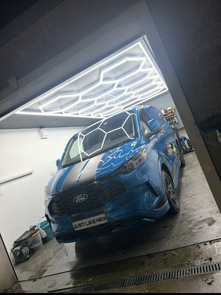 Blue Ford after valeting and detailing work